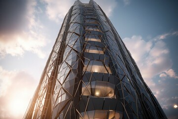 Wall Mural - high-tech skyscraper with futuristic design and features, incorporating the latest in technology and