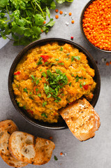 Wall Mural - Red Lentils Indian Curry Dal, Lentil Dhal, Tasty Meal