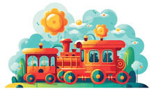Children's Cartoon Train Amusement Park Transport Vector