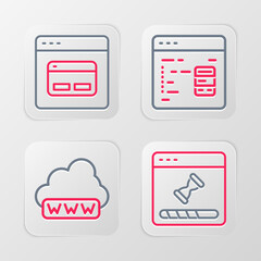 Set line Loading data window, Web development, Software and Search engine icon. Vector