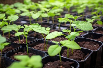 Sticker - coffee seedlings in nursery ready for planting, created with generative ai