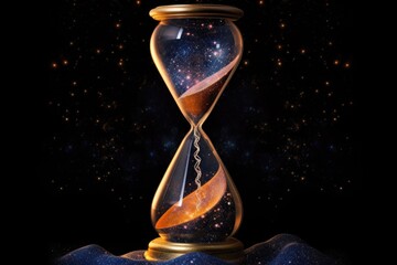 Wall Mural - giant hourglass with galaxies as sand, created with generative ai
