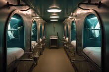 Inside View Of A Hyperbaric Chamber With Soft Lighting, Created With Generative Ai