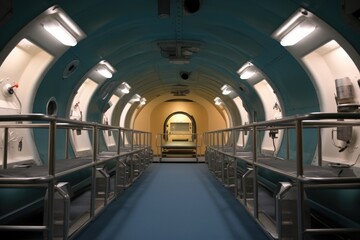 Poster - aerial view of an empty hyperbaric chamber room, created with generative ai