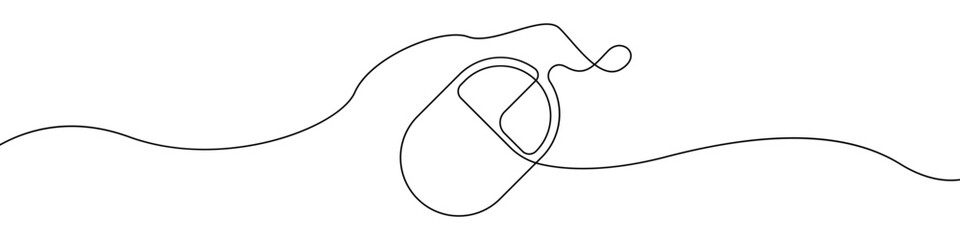 Wall Mural - Computer mouse icon line continuous drawing vector. One line Computer mouse device icon vector background. Mouse cursor to PC icon. Continuous outline of a Mouse computer device icon.