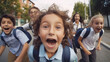 © Juanma Cuevas - Group of 7-year-old children going on their first day of school