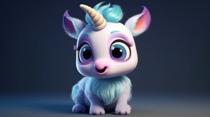 Wall Mural - adorable baby unicorn with magic background. Created with Generative AI.