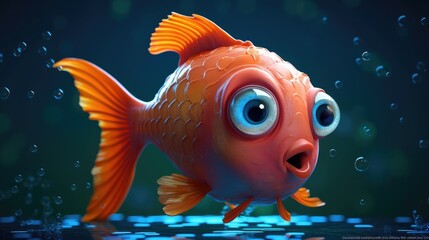 gold fish with big bulging eyes. Created with Generative AI.