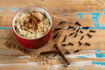 cup of canjica, typical food consumed in the Brazilian Festa Juninas