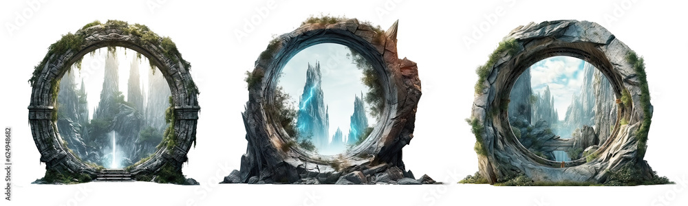 Portal Generative Graphics Set of portal isolated on transparent background - Generative AI Stock ...