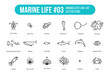 Marine Life Minimalist icons set Simple Line illustration - The collection includes eighteen fish and sea animals which suitable for education or categories