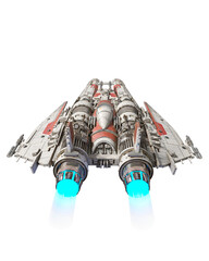Wall Mural - ufo fighter jet is passing by and going away in cool rear view
