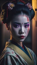 Fictional Character, Portrait Of A Geisha, Generative AI