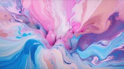 Wall Mural - Colorful pastel swirl of blue and pink marble, abstract background. Generative AI