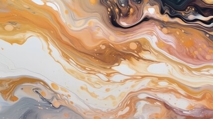 Wall Mural - Colorful pastel swirl of brown and beige marble, abstract background. Generative AI