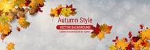 Autumn Style Elegant Vector Background. Design For Flyer, Invitation Card, Promo Poster, Discount Coupon, Voucher, Sale Banner
