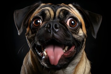 excited pug with tongue out