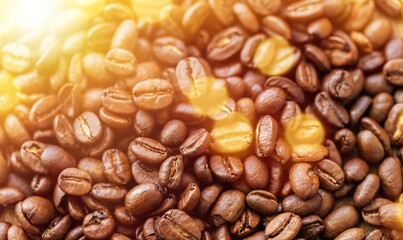 Poster - Tasty aroma coffee beans with dramatic light