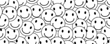 Outline Smile Emoji Seamless Pattern