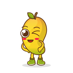 Wall Mural - wink mango cute fruit character mascot vector design