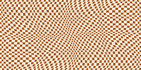 Leinwandbilder - Brown checkered pattern. Vector pattern of brown checkered cells.