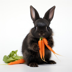Sticker - Black Rabbit Eating Carrots