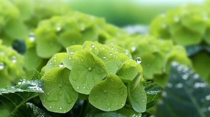 Poster - water drops on green leaves HD 8K wallpaper Stock Photographic Image
