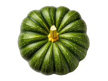 Ripe Green Pumpkin Isolated On Transparent Background, Top View, Generative AI