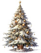 decorated christmas tree isolated on white background