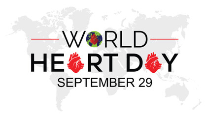 Canvas Print - Vector illustration on the theme of World Heart day observed each year on September 29th worldwide For banner, poster, card and background design.