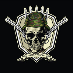 Wall Mural - Vector illustration of Skull army badge