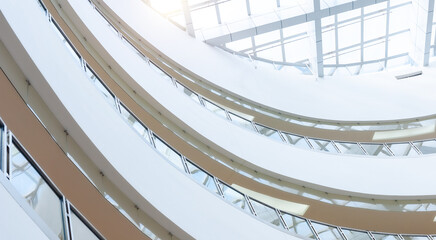 Canvas Print - Interior of modern building with low angle view