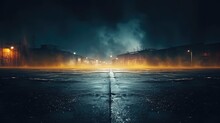 Mysterious Neon Haze: Abstract Empty Street