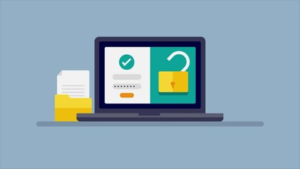 Wall Mural - cyber security concept. accessing personal file and document on laptop with password authentication,