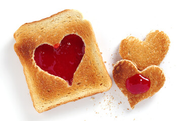 Wall Mural - Toasted bread with a heart-shaped cut