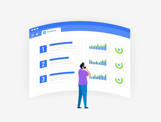 Wall Mural - seo competitor analysis concept. parsing and analysis of competitors in search results by number of 