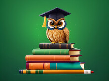 Owl Teacher And Books,,back To School Concept Background