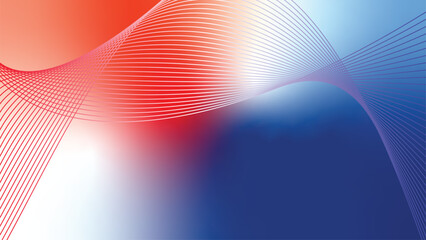 Wall Mural - blue white red flag abstract tech wavy lines background 