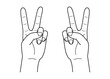 © wakuwaku - Vector line drawing illustration of two hands making the V-sign