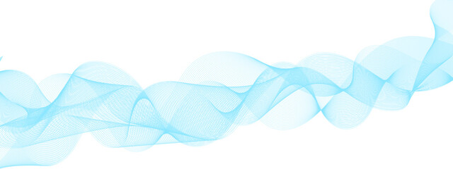 Abstract blue blend wave lines on transparent background. Modern blue flowing wave lines and glowing moving lines. Abstract frequency sound wave lines and technology curve lines background. 