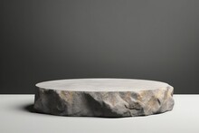 Stone Rock Podium For Display Product. Background For Cosmetic Product Branding, Identity And Packaging