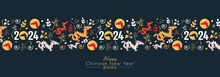 Happy Chinese New Year Banner. 2024 Year Of The Dragon.