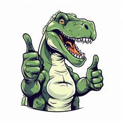 Sticker - Cartoon Dinosaur with Thumbs Up