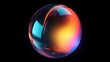 © Chingiz - futuristic 3d rendering abstract ball, color gradient spherical glass orb on black, modern graphic design element generative ai