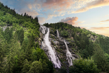 Wall Mural - long exposure of the dolomiti nardis waterfalls in the val di genova trentino