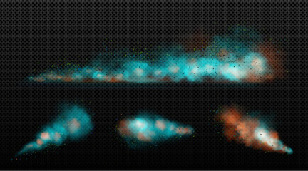 Wall Mural - 3d blue and red vector fluffy cloud smoke effect. brush texture realistic abstract watercolour cumul
