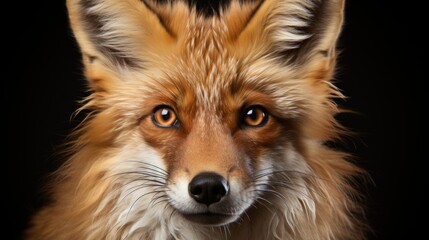 Poster - red fox portrait on black background generative Ai