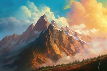 Wall Mural - panorama of the mountains Generative Ai