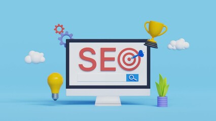 Wall Mural - seo optimization, web analytics and seo marketing social media concept. marketing social media conce