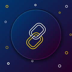 Sticker - Line Chain link icon isolated on blue background. Link single. Colorful outline concept. Vector